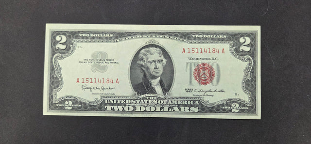 1963 $2 US Legal Tender Note – Red Seal, Series 1963, Jefferson